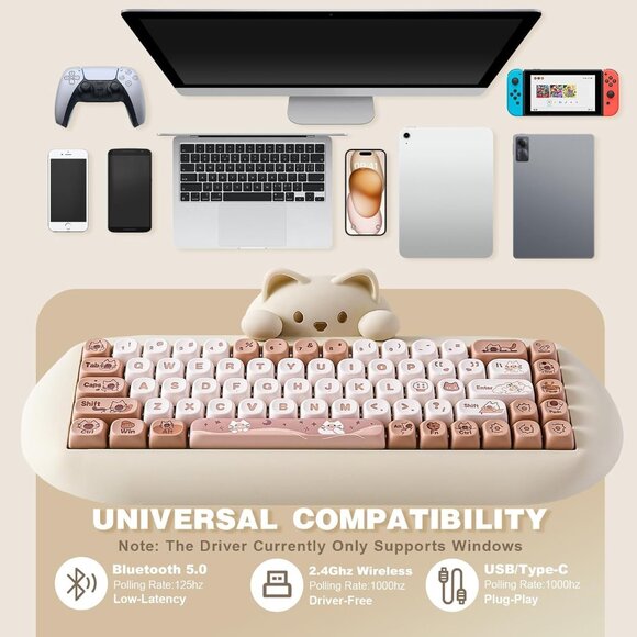 YUNZII C68 Wireless Mechanical Keyboard,65% Layout,Hot Swap,Triple Mode BT5.0/2. - Picture 5 of 16